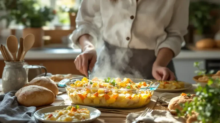 Zapečené brambory s pórkem a mrkví jednoduchý recept na jemné a zlatavé jídlo
