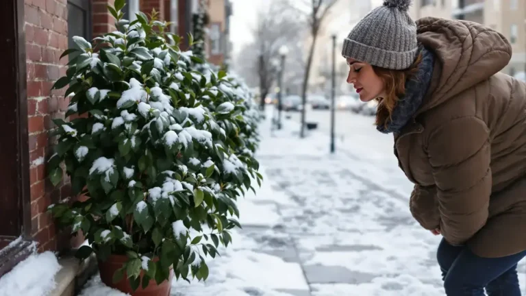 Tento zimní keř vzbuzuje obdiv hned při vstupu ale často se zapomíná zazvonit dříve než se zastavíme